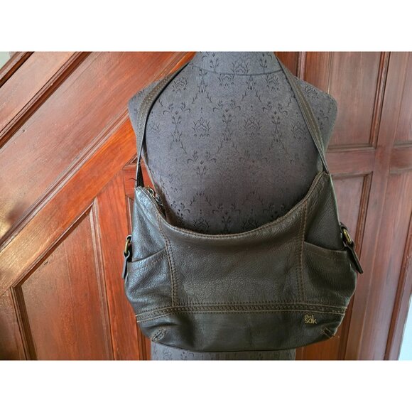 The Sak Brown Leather Shoulder Bag With Multiple Pockets - Picture 1 of 8